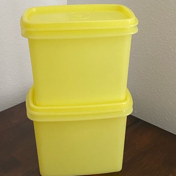 Vintage Tupperware 1243 Shelf Saver Yellow Rectangle Storage Container Bowl Lid - Picture 7 of 12